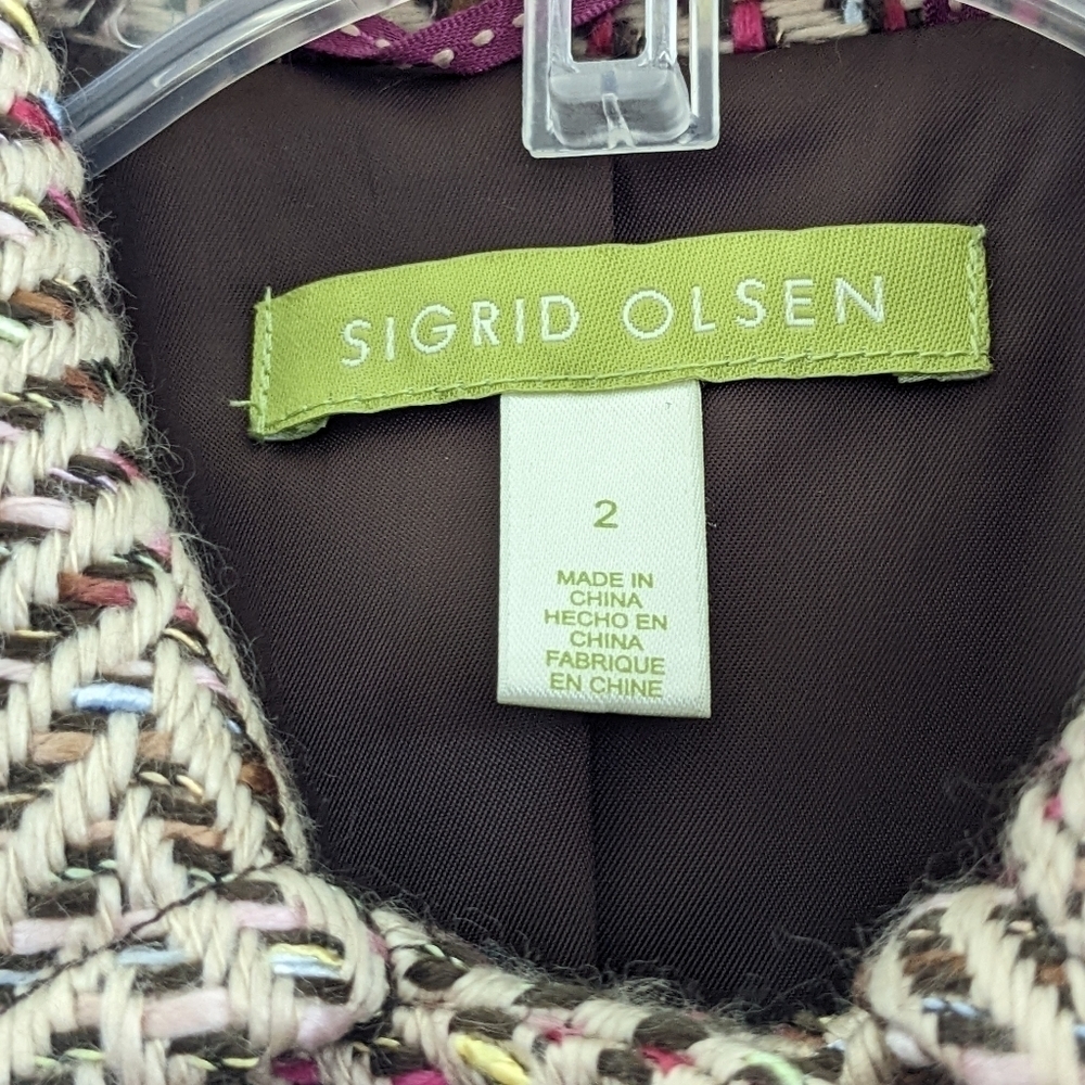 Sigrid Olsen Short Multi-Color Tweed Jacket Size … - image 4